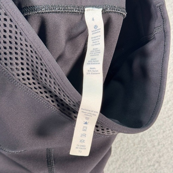 Lululemon Capri Leggings Womens 4 Black Comfort Stretch Workout Mesh Yoga Gym - Picture 11 of 14